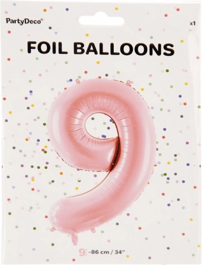 Folieballon tal 9 pink 86 cm
