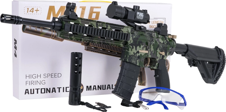 Gelblaster M416 med vandkugler og tilbehør