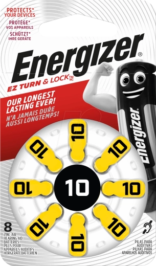 Energizer batterier til høreapparater 10, 1,4 V, 8 stk.