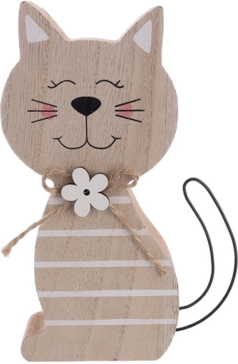 Trædekoration Kat beige 15 cm