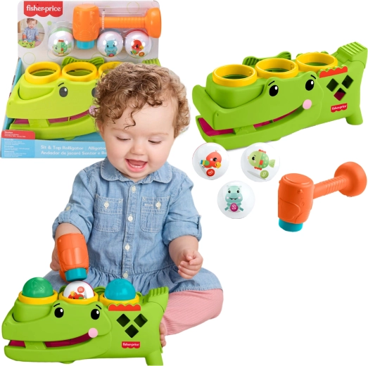 Fisher-Price aktiv bankebræts-legetøj Krokodille med bolde