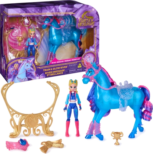 Unicorn Academy Isabel og River – lysende enhjørning med dukke og tilbehør