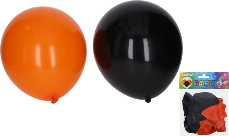 Oppustelige balloner 30 cm – sæt med 10 stk Halloween (sort og orange)