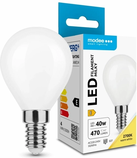 Modee LED pære Filament Milky Globe Mini G45 4 W E14 varm hvid