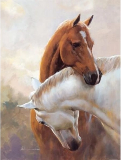 Diamantbroderi (diamond painting) – to heste 30 × 40 cm - 1 stk.