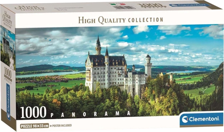 Panoramapuslespil CLEMENTONI – slottet Neuschwanstein, 1000 brikker