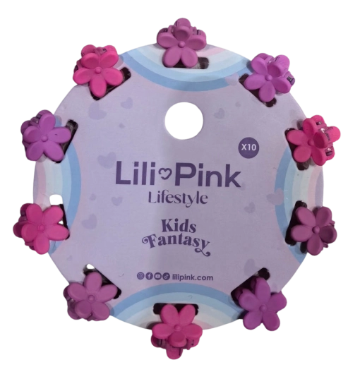 PINK sæt med hårklemmer Blomst rosa og lilla (10 stk.)