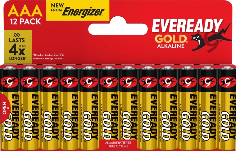 Energizer Eveready Gold AAA alkaline batterier, pakke med 12 stk.