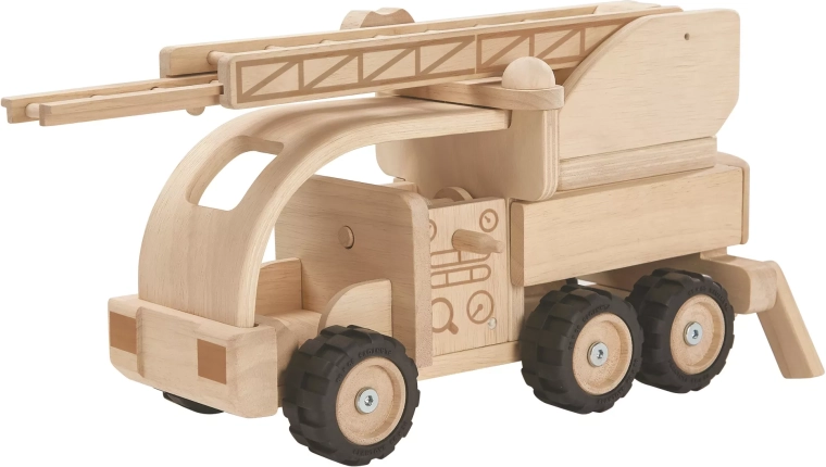 Træbrandbil med stige PlanToys – specialudgave