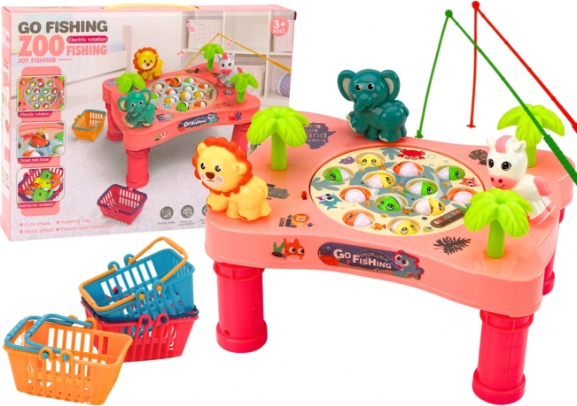 Brætspil fiskefangst – lyserødt bord til børn