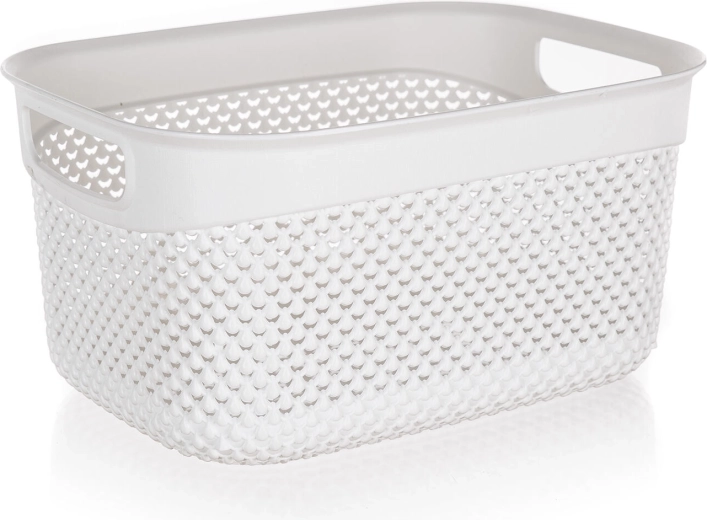 Plastikkurv i rattanlook 6,6 l hvid 29 × 21,5 × 15 cm