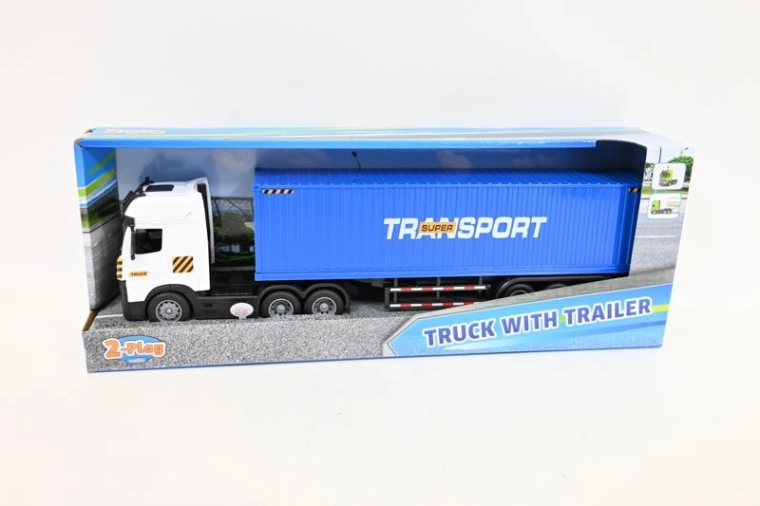 Lastbil med trailer og container 38 cm med lys og lyde