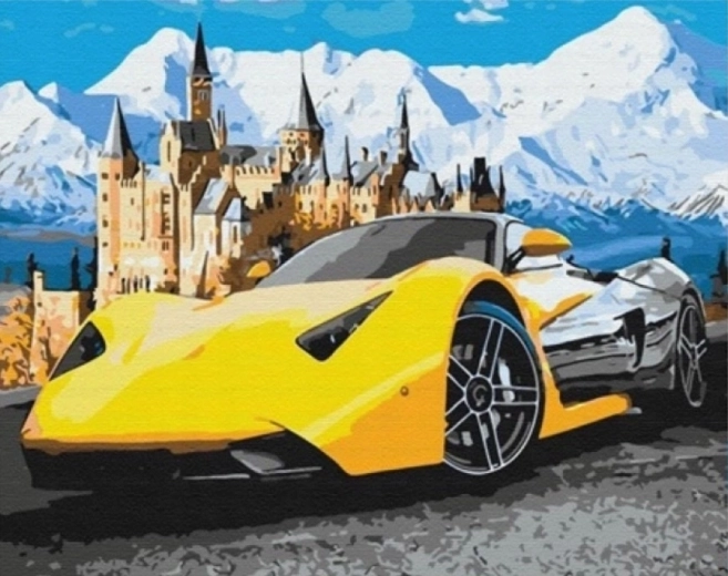 Diamantmaling – sportsvogn 30 × 40 cm