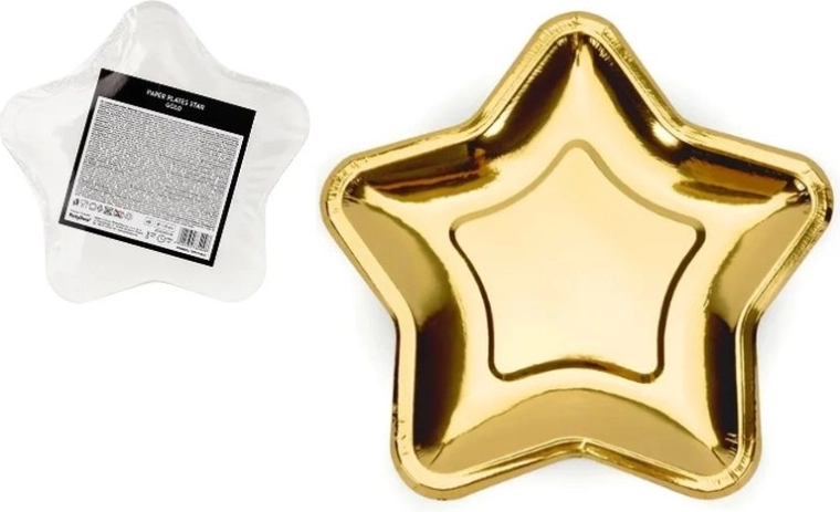 Papirtallerken i stjerneform, guld 18 cm - 1 stk.