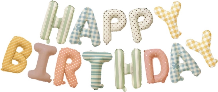 Ballonguirlande med teksten Happy Birthday, længde 4 m