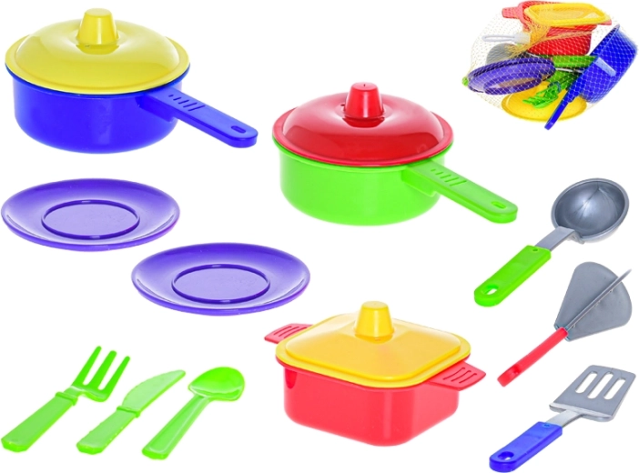 Børnesæt med køkkengrej i net