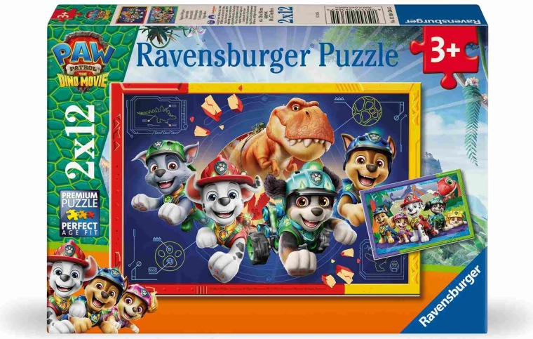 Ravensburger Paw Patrol: Dino-filmen – puslespil 2×12 brikker