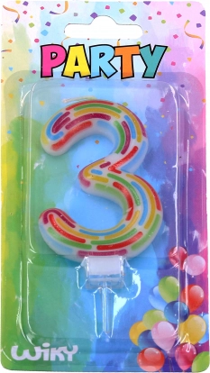 Fødselsdagslys tal 3 med striber