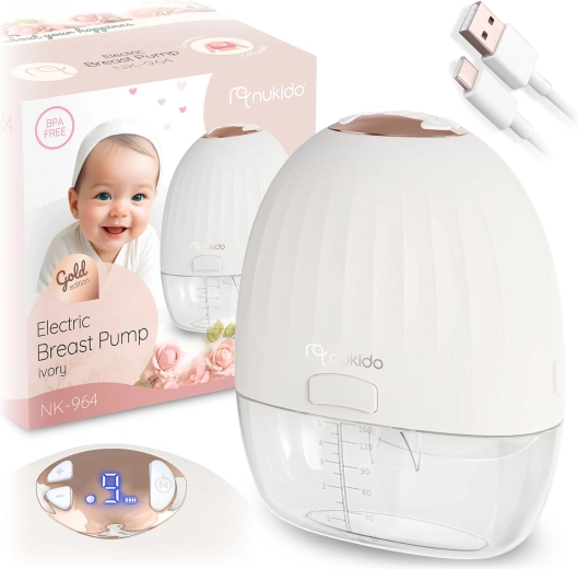 Elektrisk brystpumpe NUKIDO, trefaset, trådløs, LED-display