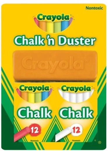 Crayola kridt, hvidt og farvet med tavlesvamp