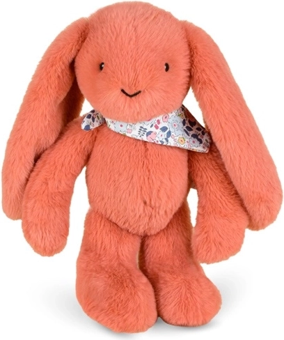 Doudou plys-kanin med blomstret tørklæde, terrakotta 35 cm