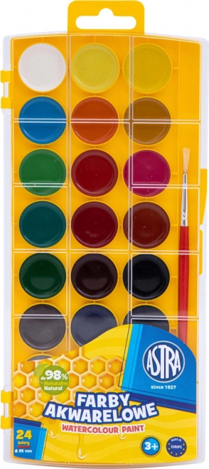 Vandfarver ASTRA 24 stk Ø 25 mm med pensel