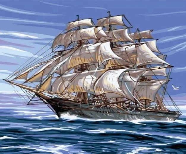 Norimpex Mal efter tal Sejlbåd på havet 40 × 50 cm