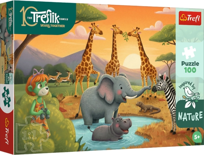 Puslespil 100 brikker – glad gruppe TREFLIK-FAMILIEN – TREFL