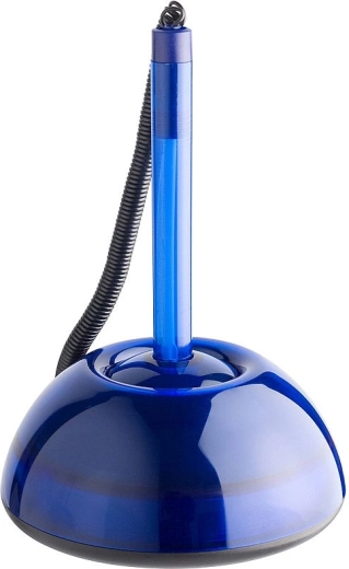 Kuglepen ICO Lux i holder, transparent blå