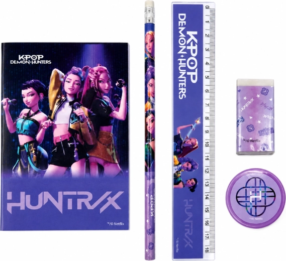 Femdele skole-skrivesæt KPop Demon Hunters Huntrix – lilla