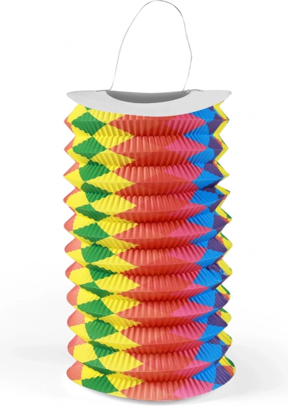 Regnbuefarvet papirlampion 15 cm
