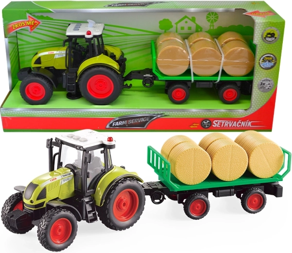 FARM SERVICE traktor med anhænger og halmballer 1:16