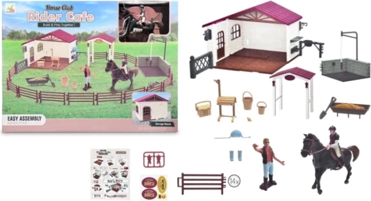 Børnelegesæt – ranch med sammenklappelig stald