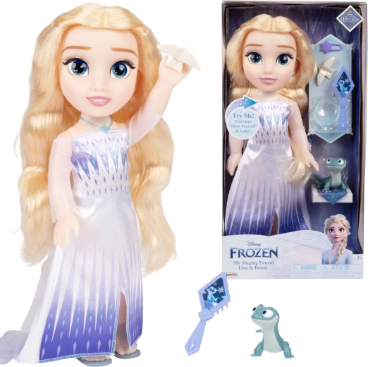 Syngende Disney Princess Elsa-dukke fra Frost med Bruni, 35 cm