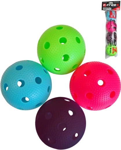 Freez certificerede floorballbolde IFF, sæt med 4 stk. – farvemix