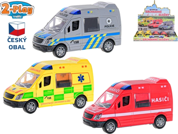 2-Play Traffic redningskøretøj 1:32 med friktionsmotor, 12 cm
