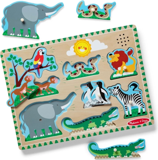 Melissa & Doug træ-lydpuslespil – dyr i zoo