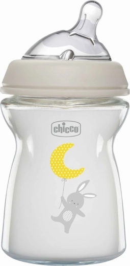 Chicco sutteflaske Natural Feeling i glas 250 ml antikolik, neutral, 0m+