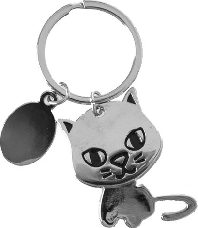 Metallisk nøglering Kat – sølv
