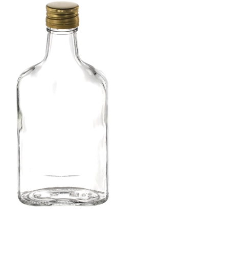 Flad flaske 250 ml med skruelåg Fi 28 (pakke med 12 stk.)