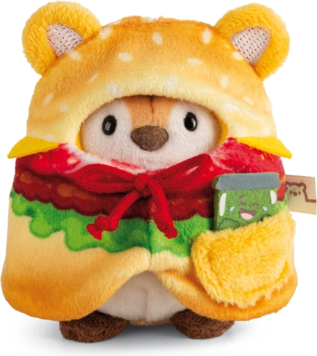 Nici MyMochi plysbamse tiger Tiggy 8 cm med hamburgerkostume og mini agurk, gavesæt