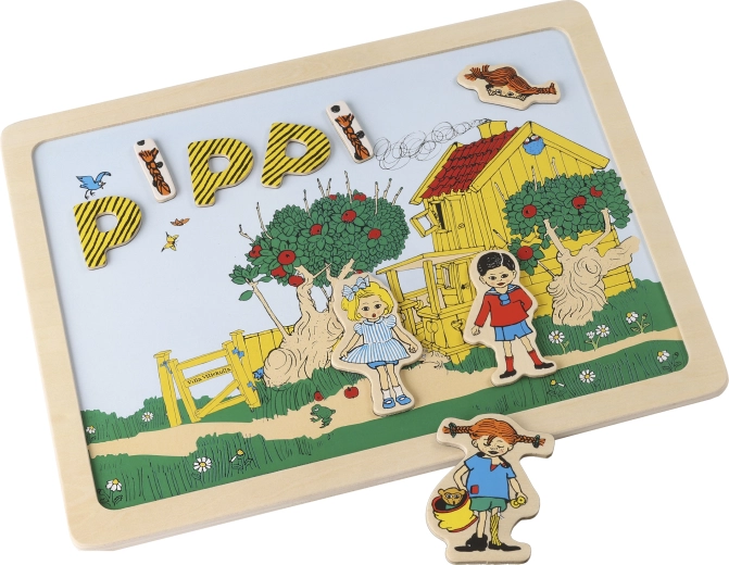 Dobbeltsidet magnettavle med bogstaver og billeder – Pippi