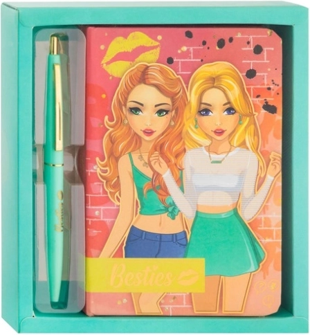 Besties-notesbog 15 × 10 cm med kuglepen, 90 ark