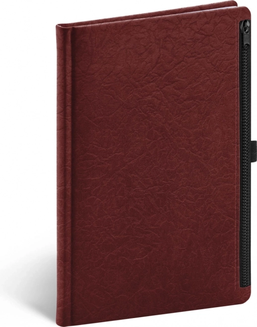 Linjere notesbog med lynlåslomme rød 13 × 21 cm