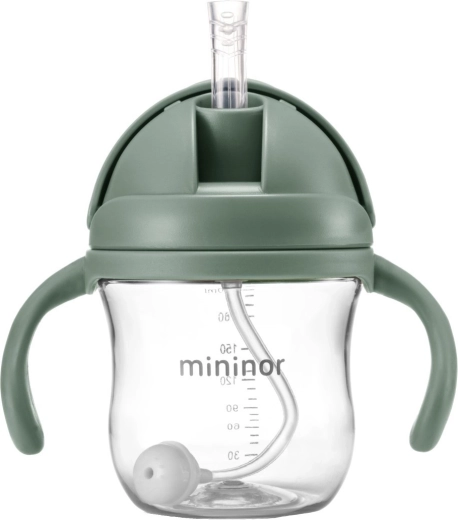 Mininor flaske med sugerør i tritan Willow Green 330 ml