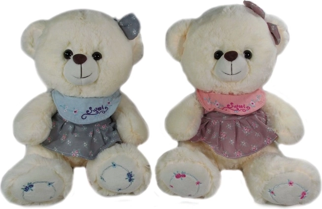 Plys-bamse i kjole 32 cm