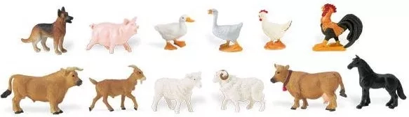 Liv på gården – pose med miniaturer (48 stk.)