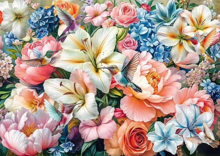 Puslespil Blomster i pastelfarver 1000 brikker SCHMIDT
