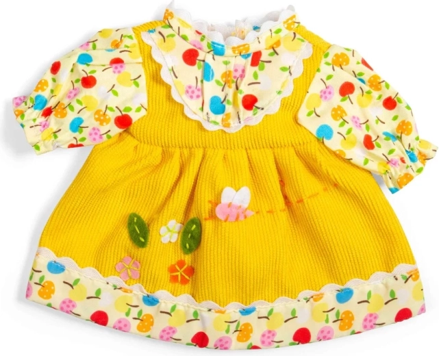 Bigjigs Toys gule kjoler med æbler og blomster til dukke 28 cm