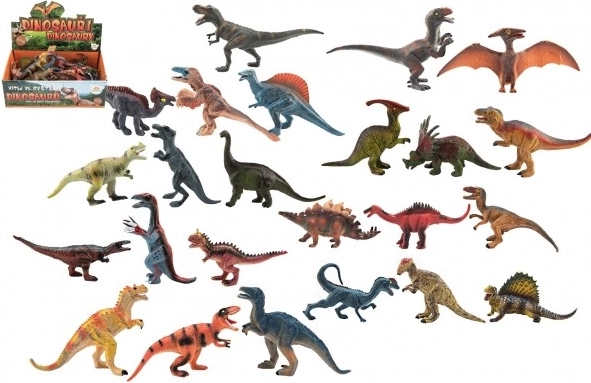 Plastdinosaurer 11–14 cm, miks af arter i boks (24 stk)